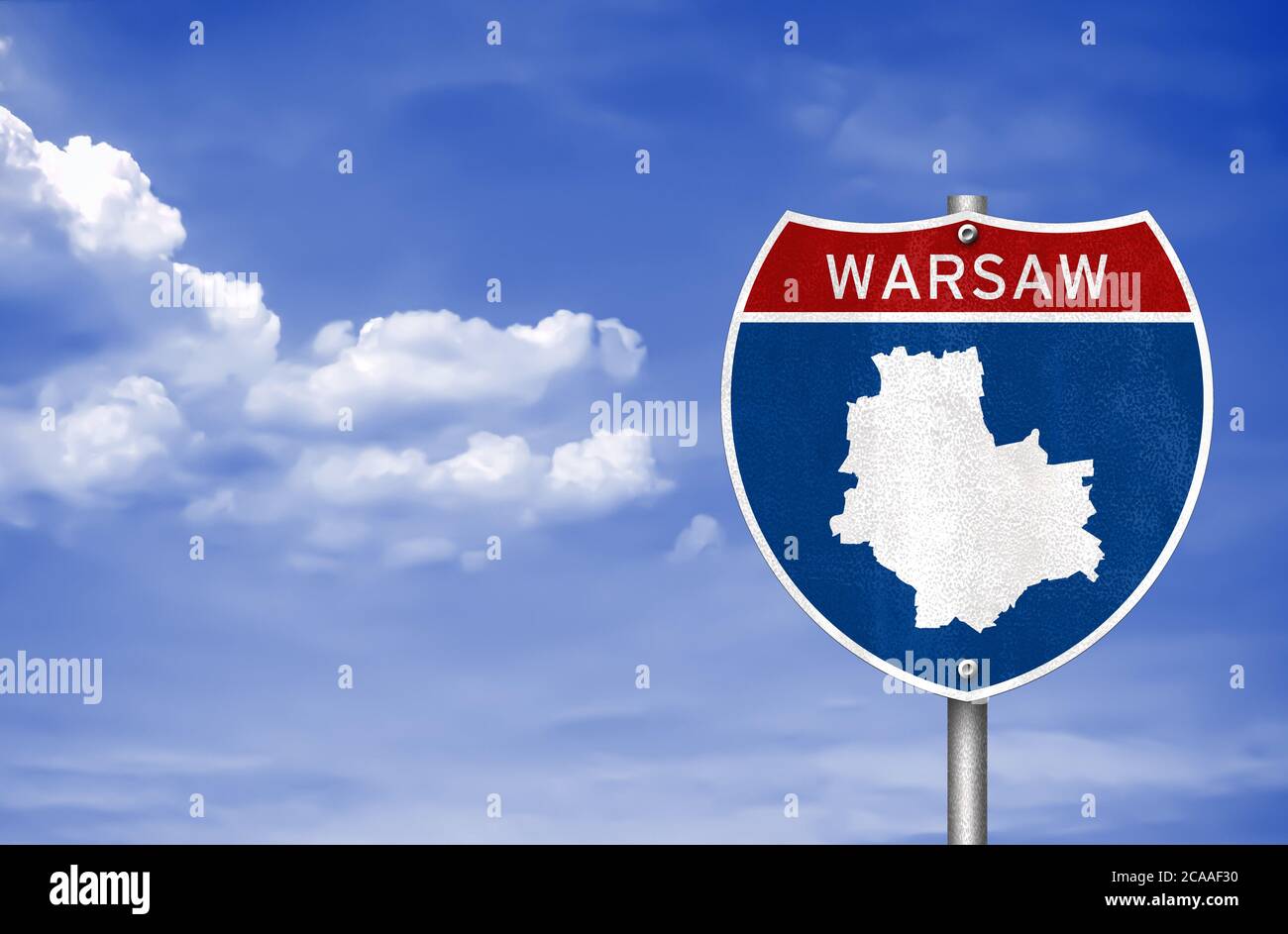 Carte de Varsovie panneau de route - capitale polonaise Banque D'Images
