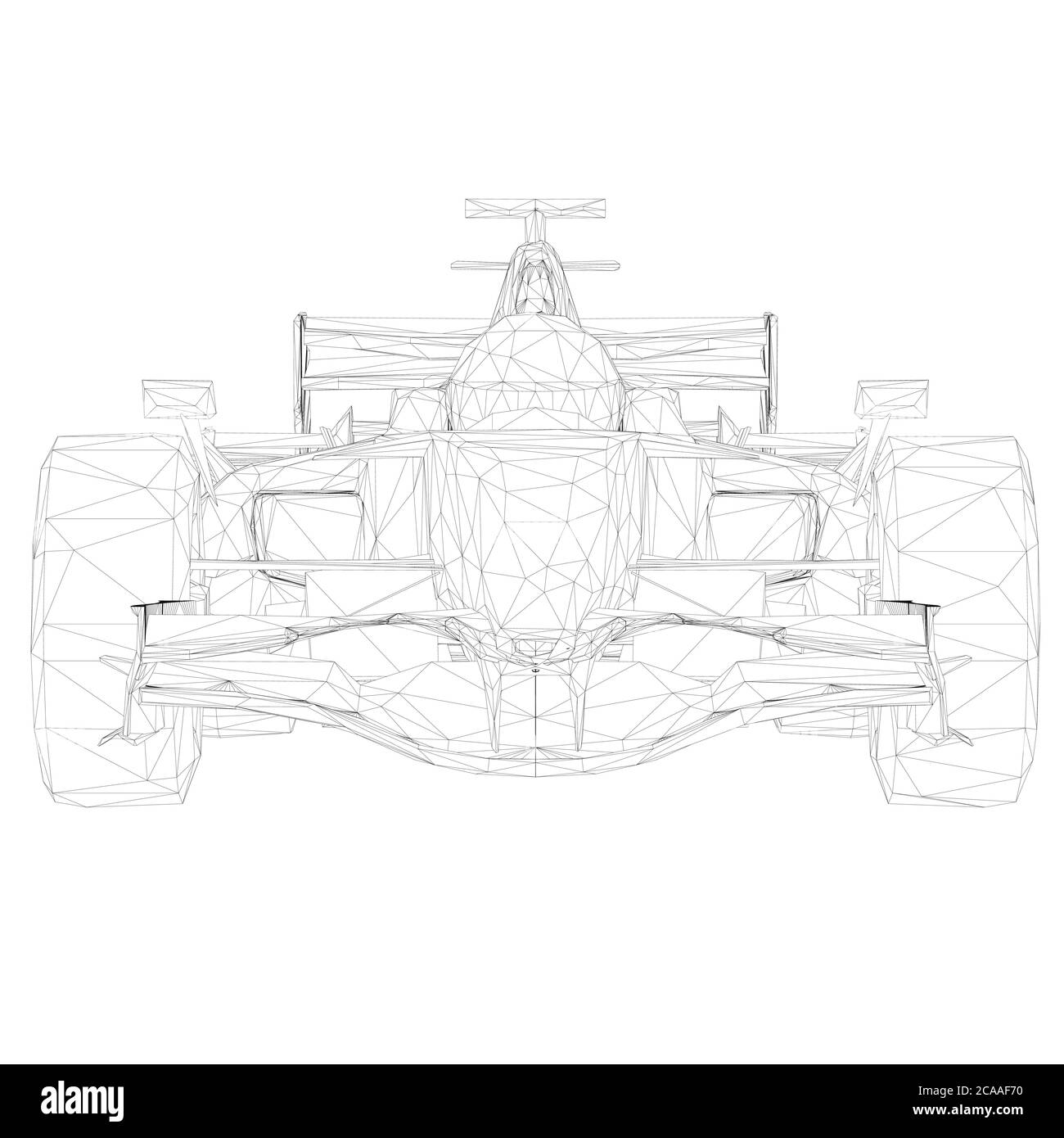 Image filaire d'une voiture de course à partir de lignes noires sur fond blanc. Vue avant. 3D. Illustration vectorielle. Illustration de Vecteur