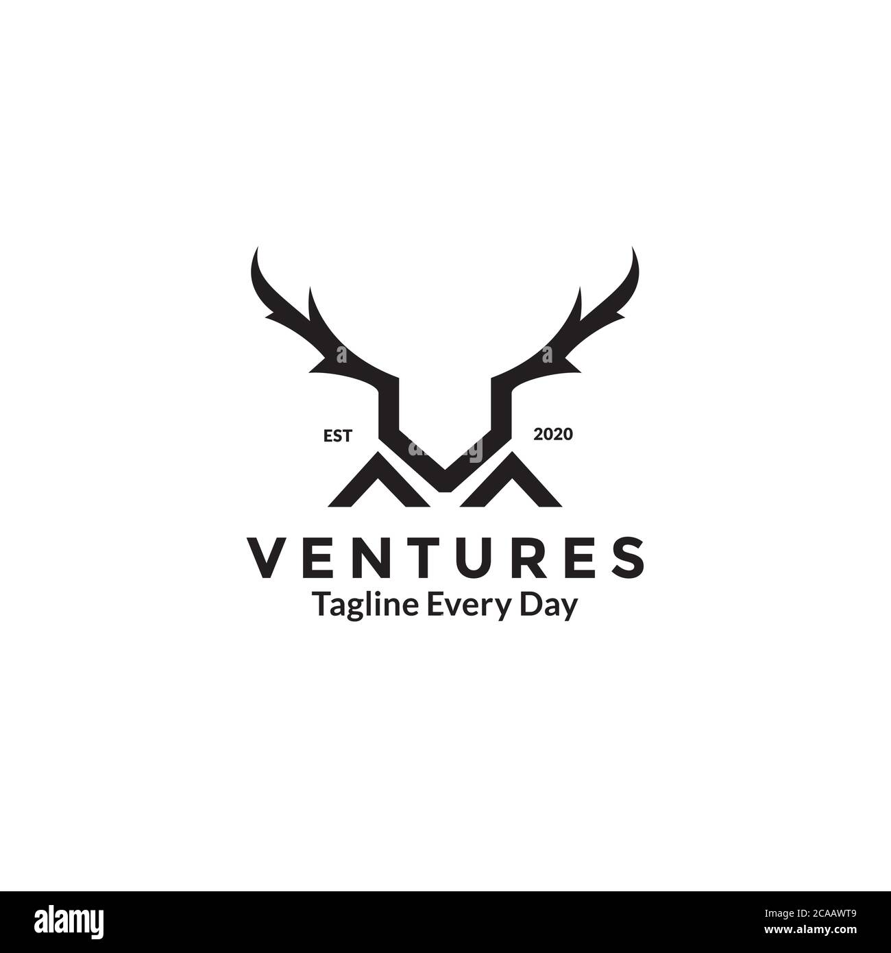 Logo lettre V et corne de cerf Illustration de Vecteur