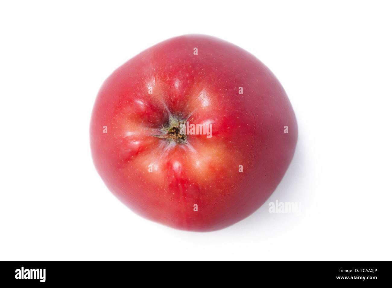 Vue de dessus de la pomme rouge rip isolée sur fond blanc. Pomme fraîche biologique. Masque. Banque D'Images