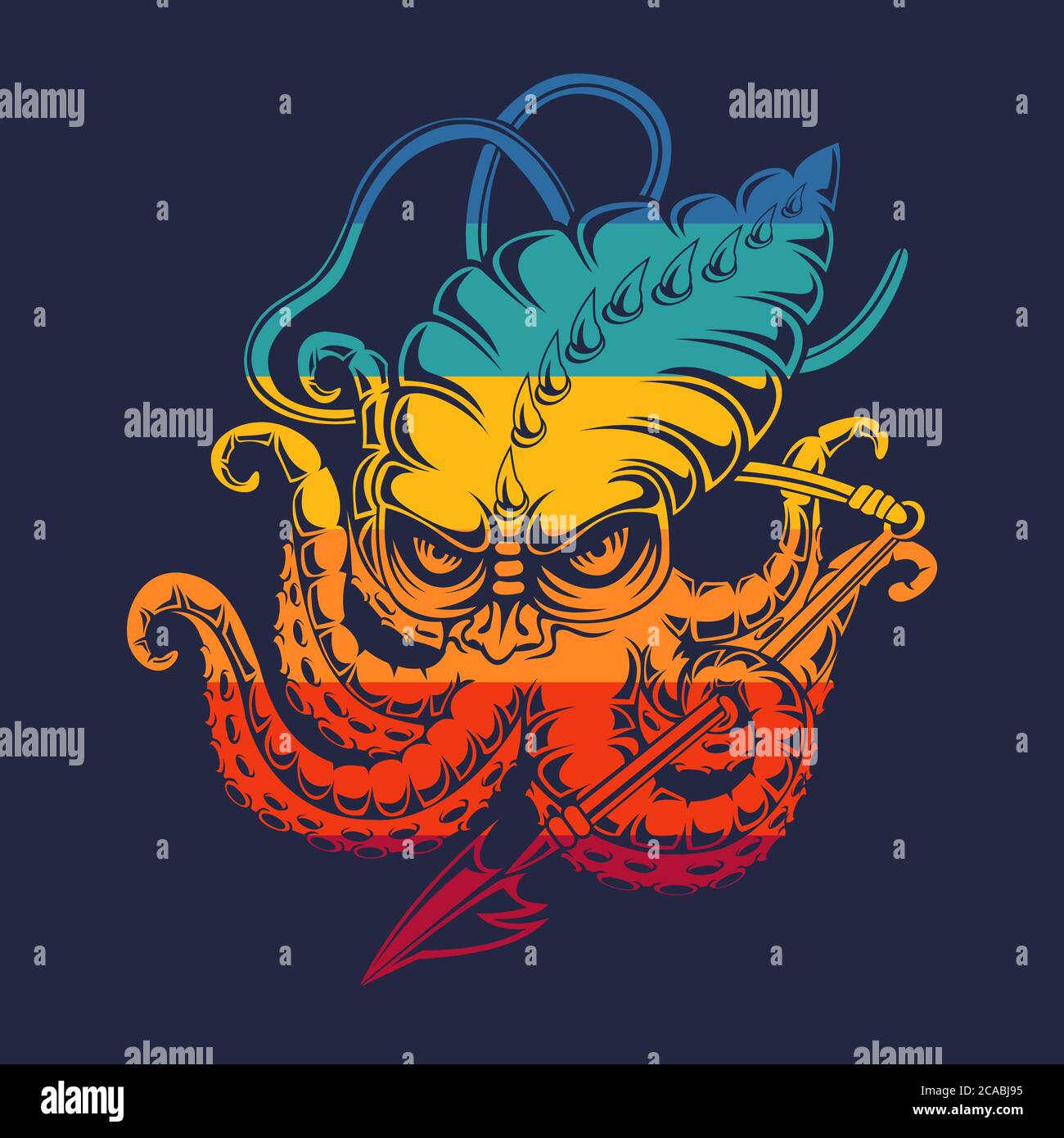 monster kraken illustration vectorielle colorée pour votre entreprise ou marque Illustration de Vecteur