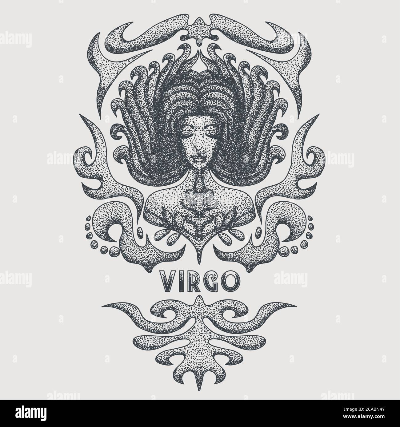 illustration vectorielle vintage de virgo zodiac pour votre entreprise ou marque Illustration de Vecteur