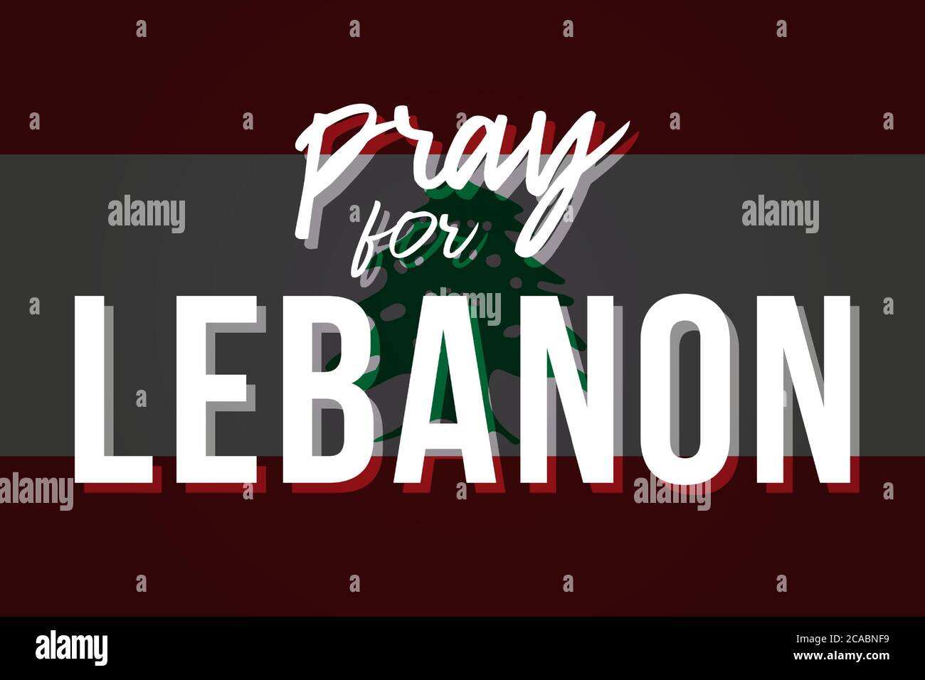 Drapeau libanais stylisé avec l'inscription prier pour le Liban. Tragédie à Beyrouth. Contexte dédié aux puissantes explosions à Beyrouth. Illustrateur vectoriel Illustration de Vecteur