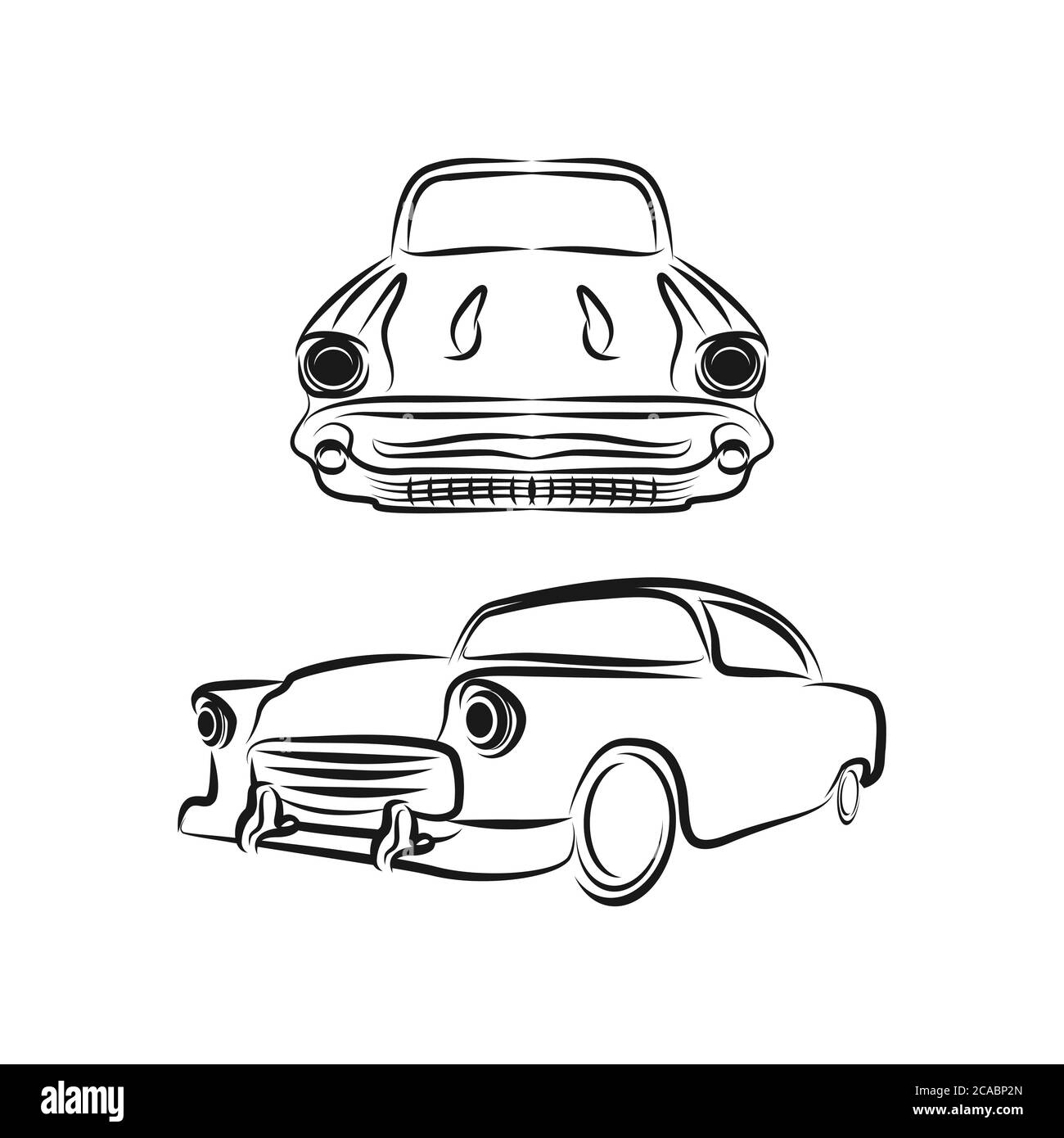 Vintage car abstrait logo design vectoriel modèle linéaire style. Icône de contour du logo de véhicule rétro. Illustration de Vecteur