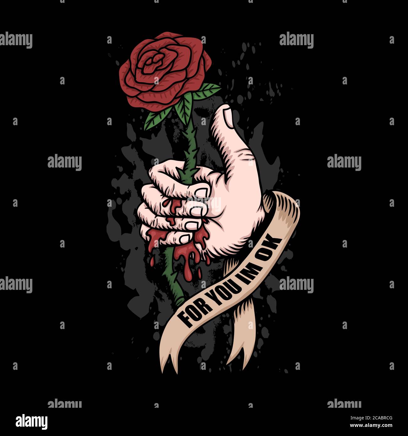 Illustration de la main de sang de rose pour votre entreprise ou marque Illustration de Vecteur