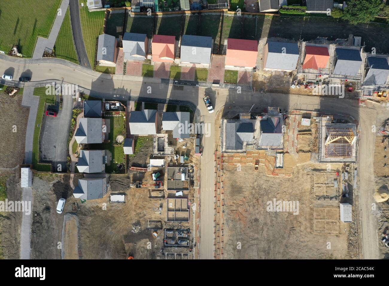 Vue aérienne d'un chantier de construction dans l'est de l'Ardsley, West Yorkshire. Banque D'Images