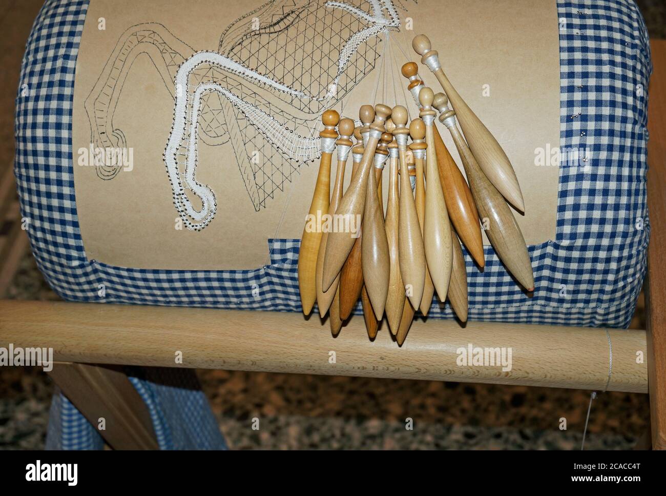 Dentelle bobbin à Cantù, Lombardie, Italie Banque D'Images