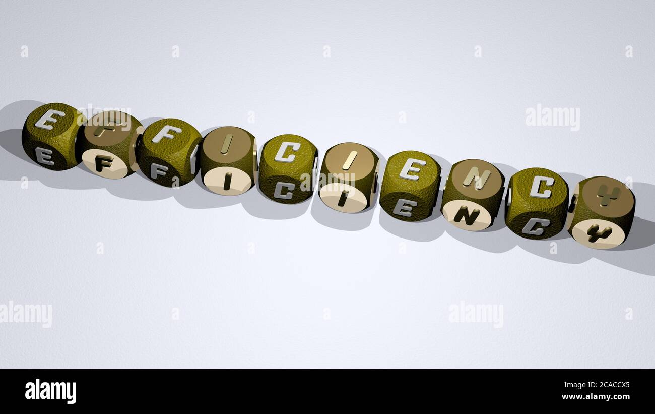 efficacité combinée par des lettres de dés et le croisement de couleur pour la signification connexe du concept. affaires et illustration. Illustration 3D Banque D'Images