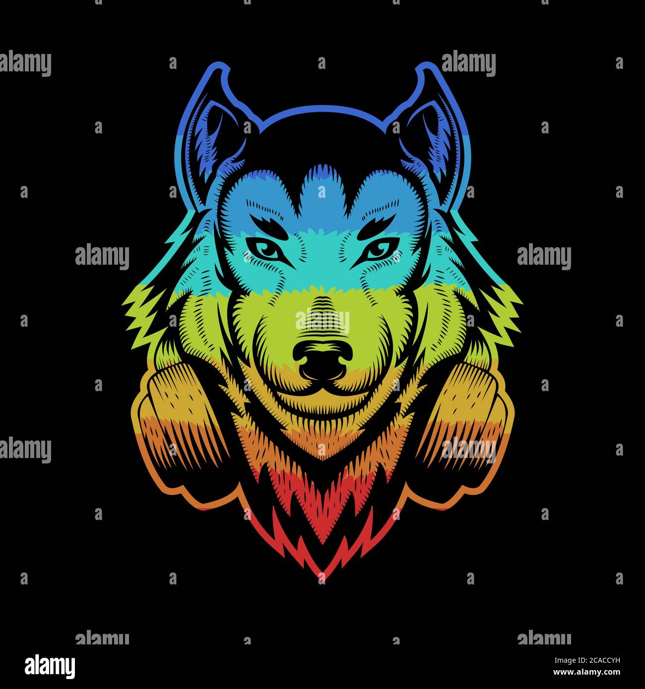 Casque Wolf illustration vectorielle colorée pour votre entreprise ou marque Illustration de Vecteur