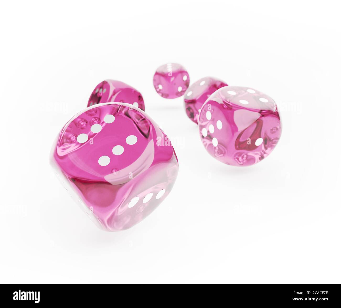Illustration 3D d'un groupe de pièces de couleur rose. Chance, concept de risque. Illustration 3d de haute qualité Banque D'Images