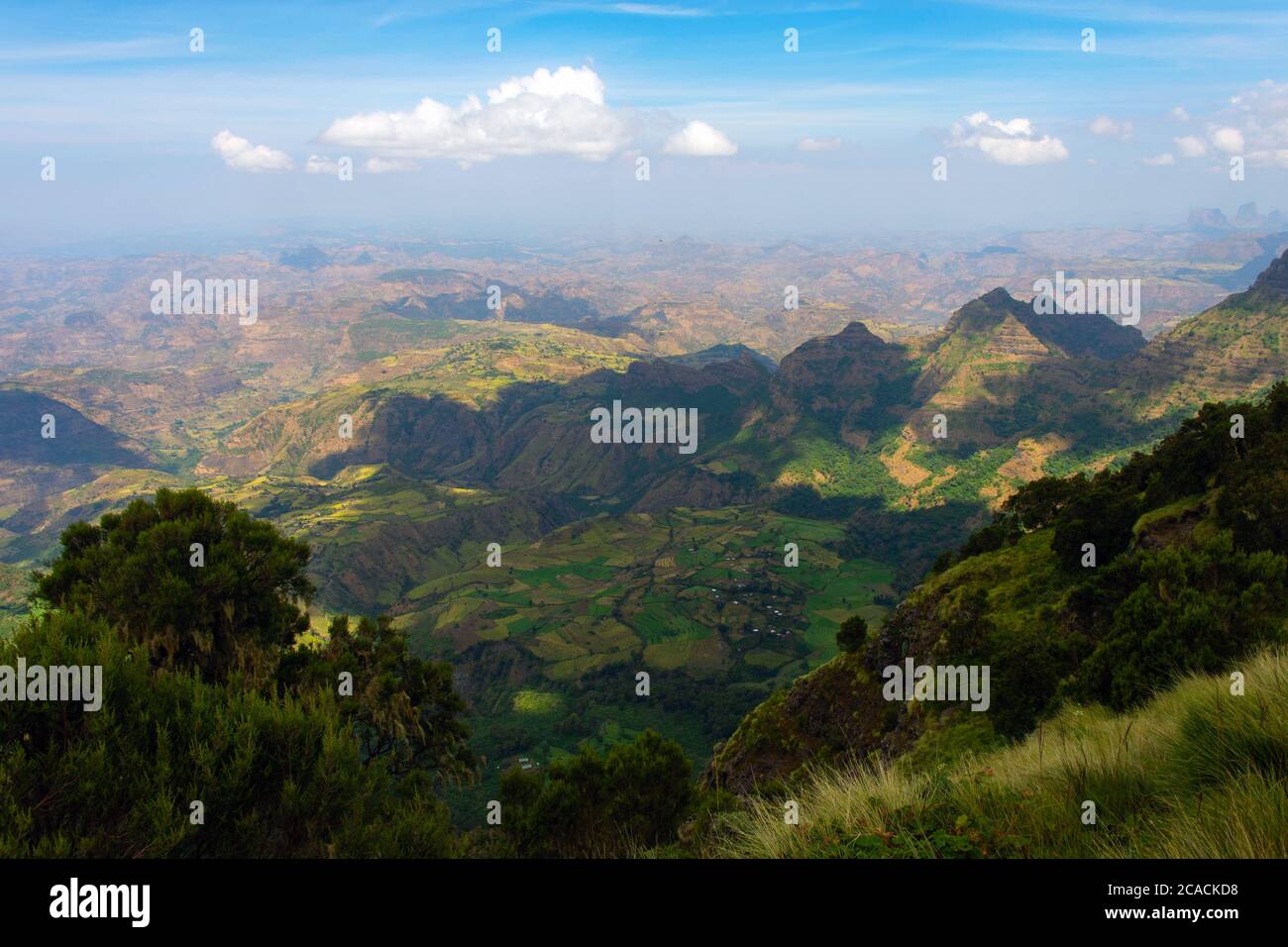 Vue panoramique sur les montagnes Simien, les montagnes éthiopiennes Banque D'Images
