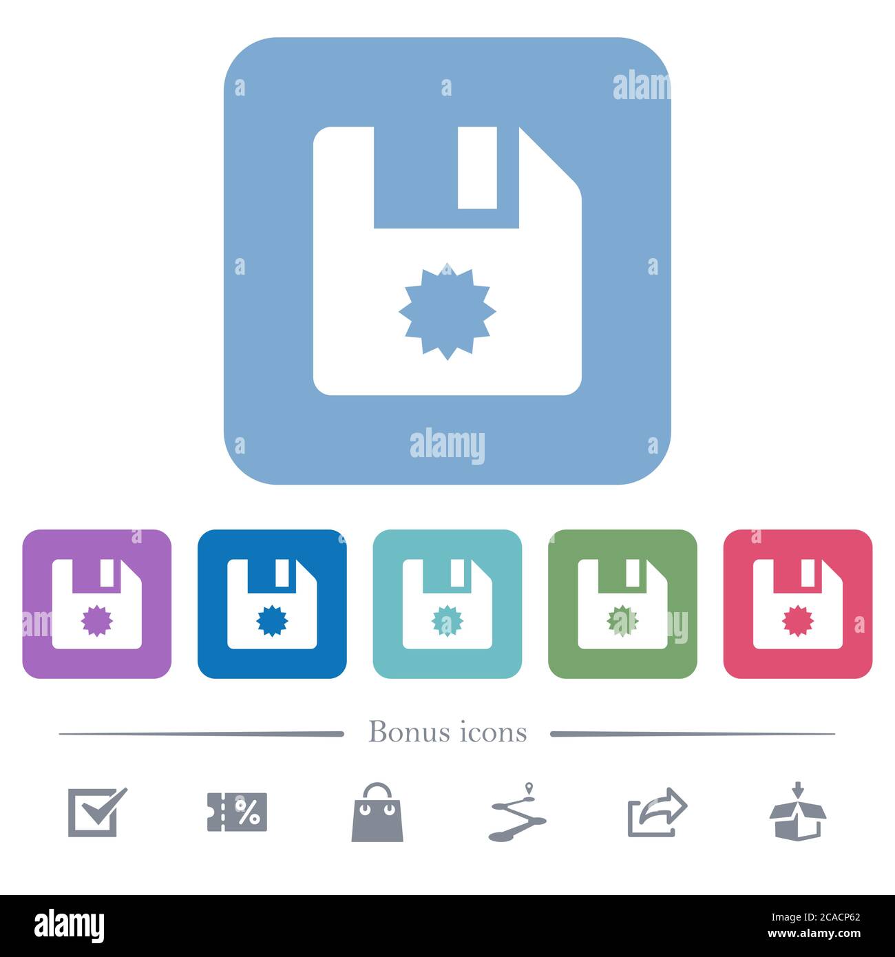 Fichier de certificat icônes plates blanches sur arrière-plans carrés de couleur arrondie. 6 icônes bonus incluses Illustration de Vecteur