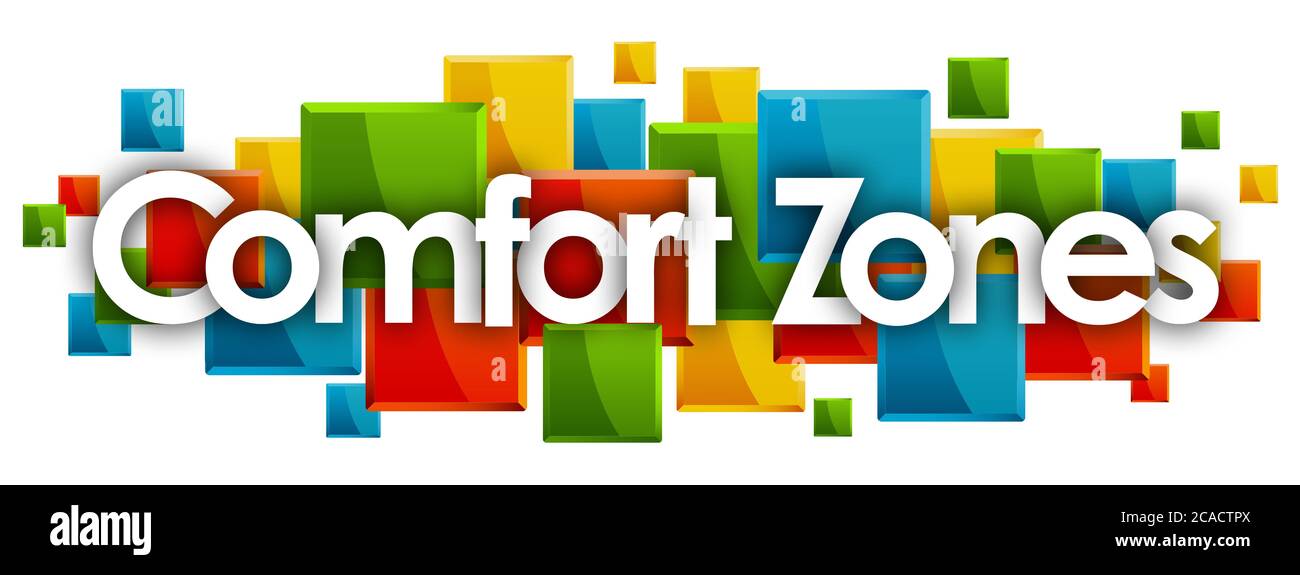 Mot zones de confort sur fond de rectangles de couleur Banque D'Images