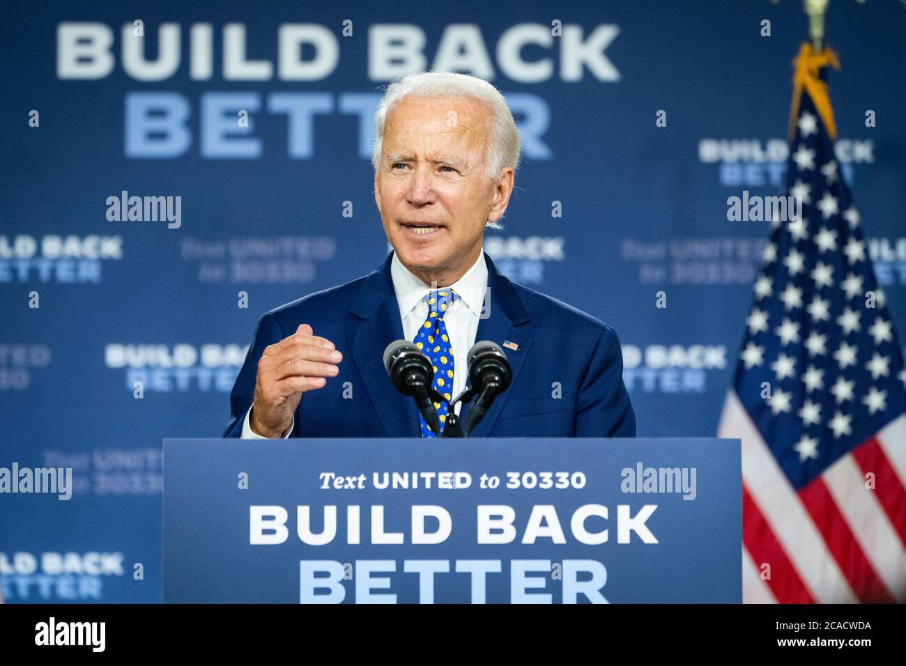 WILMINGTON, DELAWARE, États-Unis - 28 juillet 2020 - le candidat à la présidence des États-Unis, Joe Biden, prend la parole à la Conférence de presse sur l'équité économique dans le pays Banque D'Images