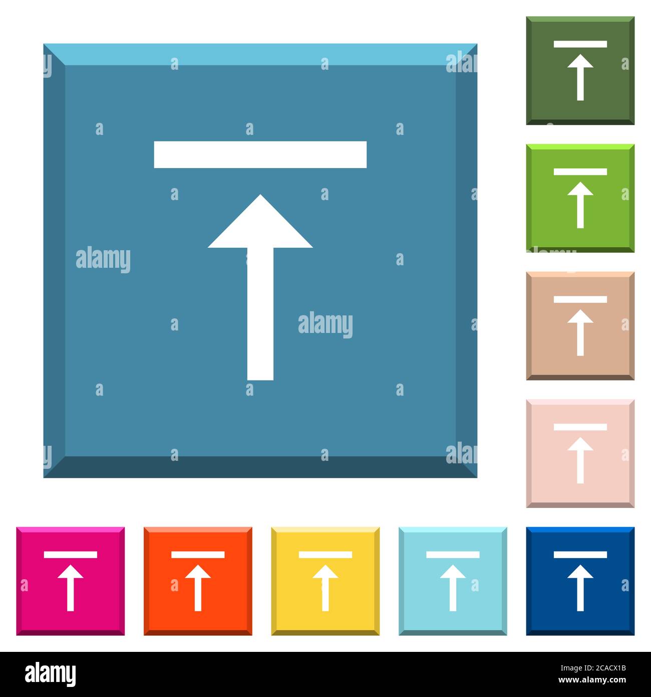 Aligner verticalement les icônes blanches du haut sur les boutons carrés avec bords dans différentes couleurs tendance Illustration de Vecteur