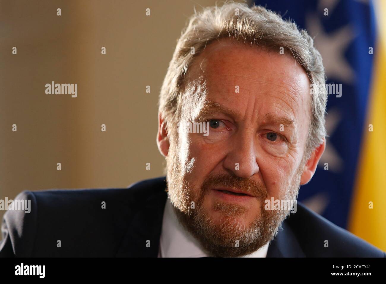 Bakir Izetbegovic, Président du parti au pouvoir musulman, SDA (Parti d'action démocratique), fils du Président bosniaque de guerre Alija Izetbegovic Banque D'Images