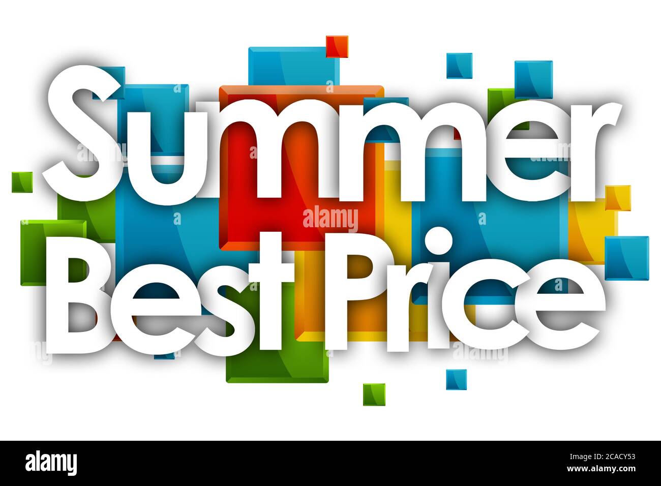 Mot Summer Best Price sur fond de rectangles de couleur Banque D'Images