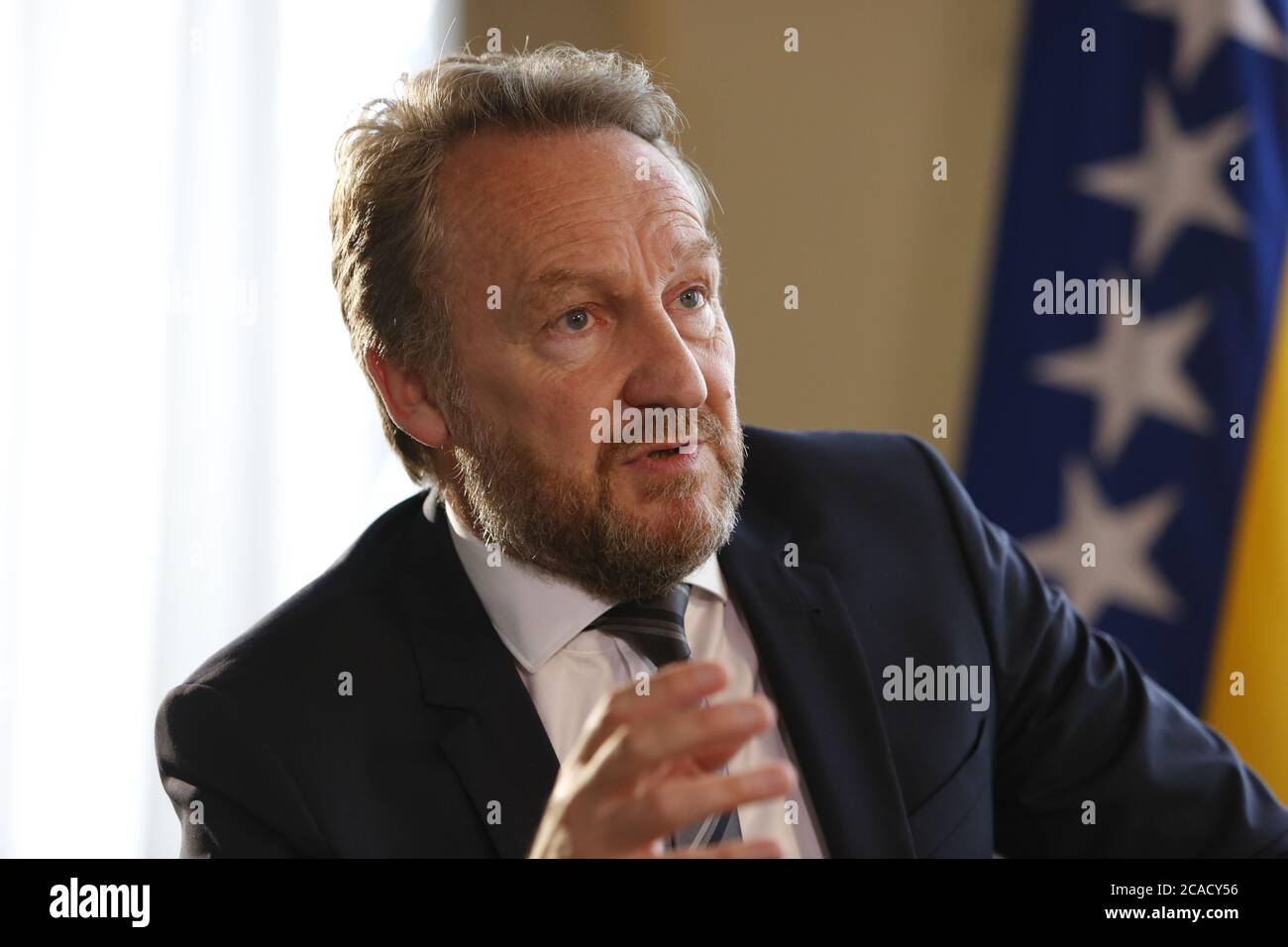 Bakir Izetbegovic, Président du parti au pouvoir musulman, SDA (Parti d'action démocratique), fils du Président bosniaque de guerre Alija Izetbegovic Banque D'Images
