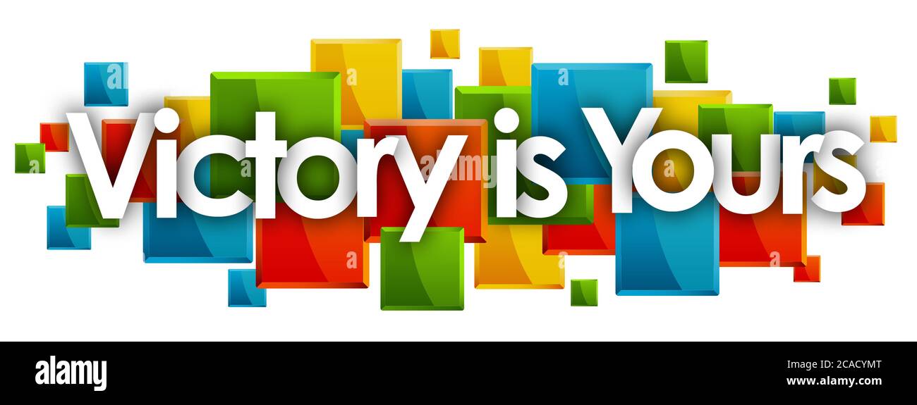 La victoire est votre mot dans un fond de rectangles de couleur Banque D'Images
