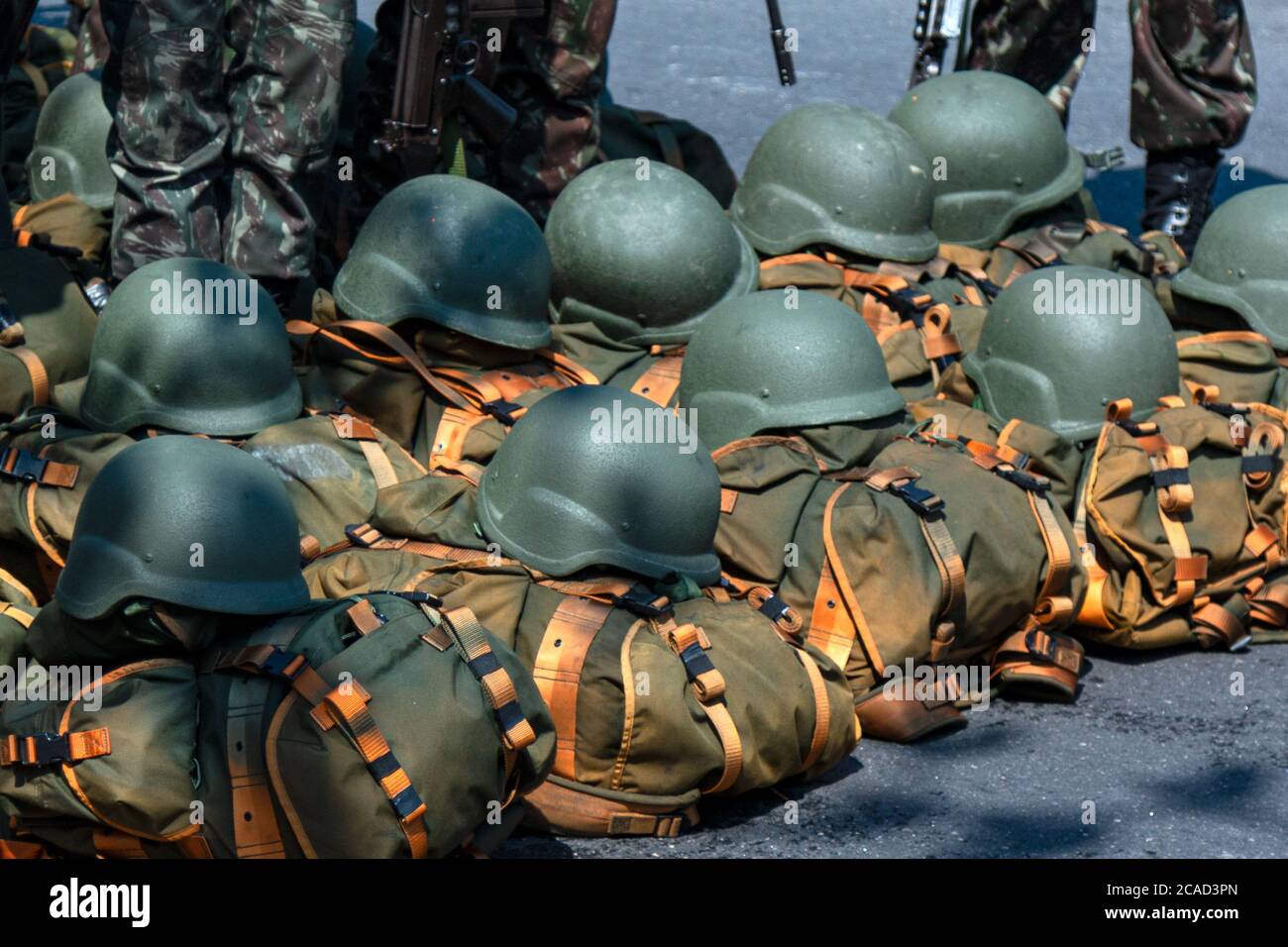 Santos / SP / Brésil / septembre / 07/2019. Brésilien, costumes militaires. Banque D'Images