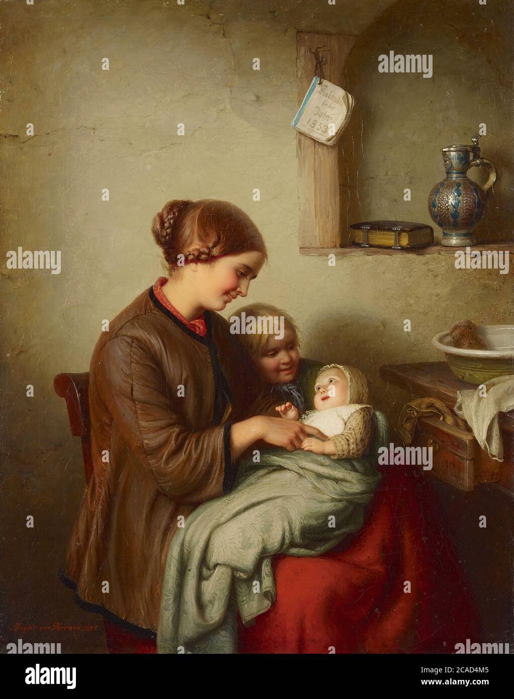 Bremen Johann Georg Meyer Von - Das Erste LÃ¤cheln - Ecole allemande - 19ème siècle Banque D'Images