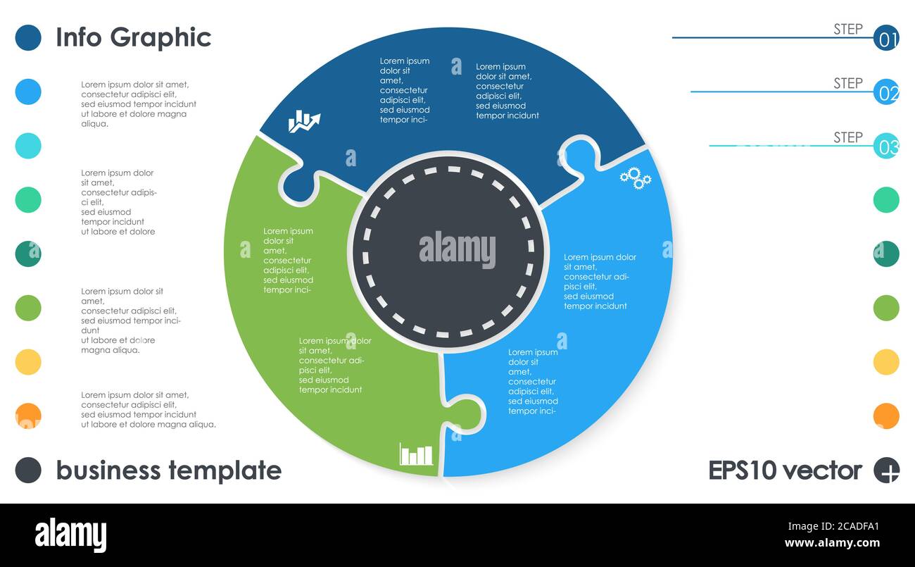 Fichier vectoriel EPS 10 pour la conception de modèles graphiques d'informations commerciales, les concepts de travail d'équipe et les informations de données avec trois options Illustration de Vecteur