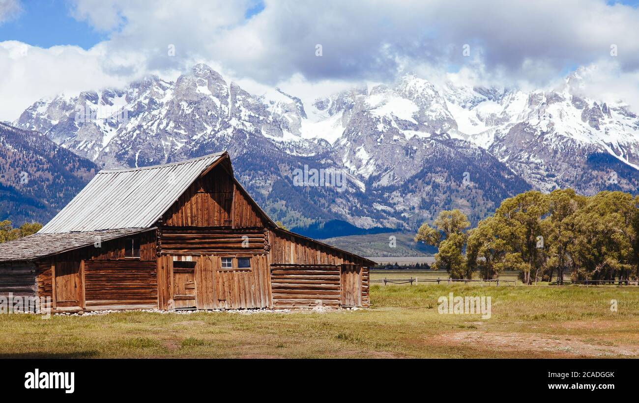 La Grange Molton et les Tetons en arrière-plan Banque D'Images