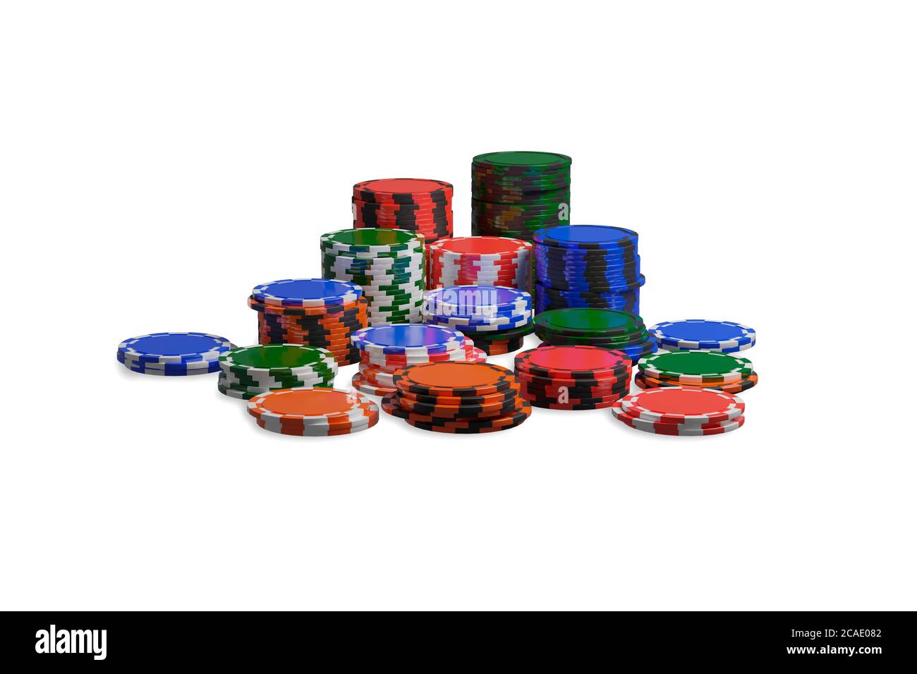 Jetons de poker isolés sur fond blanc. illustration 3d. Banque D'Images