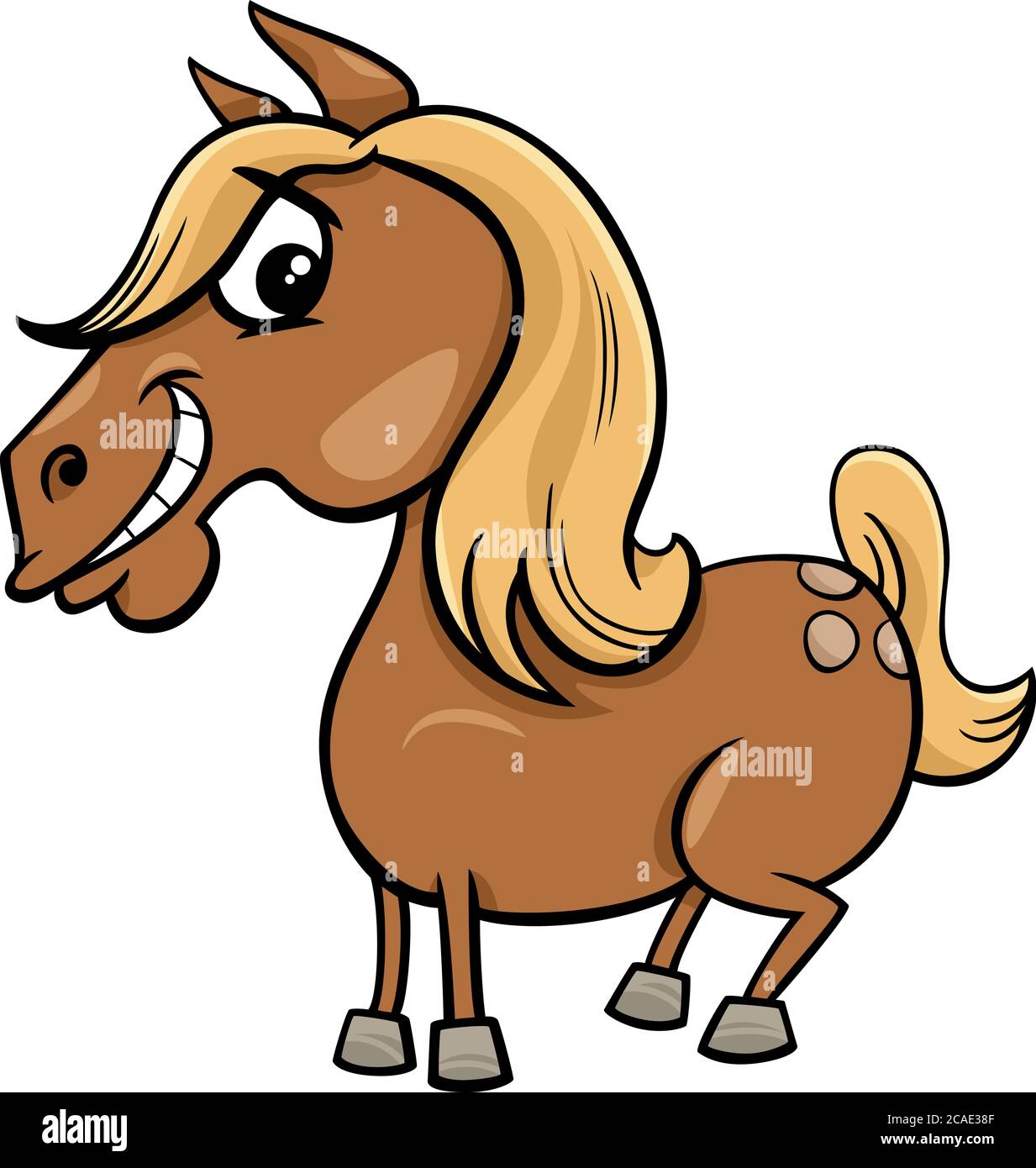 Dessin animé Illustration de drôle de cheval ou de personnage d'animal de ferme de poney Illustration de Vecteur