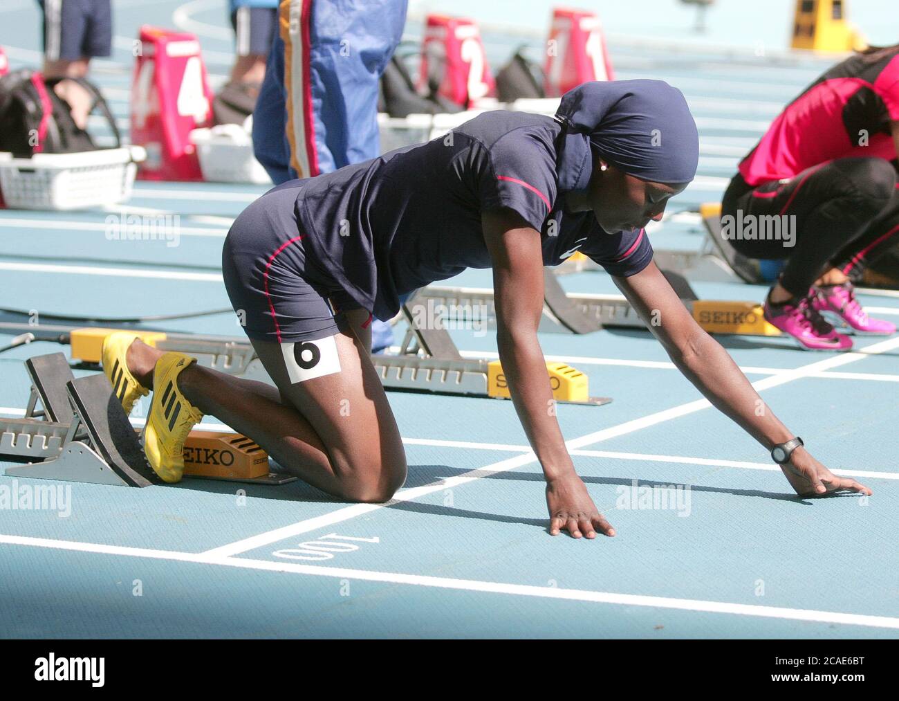 Myriam Soumaré 100 M séries pendant le Championnat du monde Athlétisme 2013, le 10 2013 août à Moscou - photo Laurent Lairys / DPPI Banque D'Images