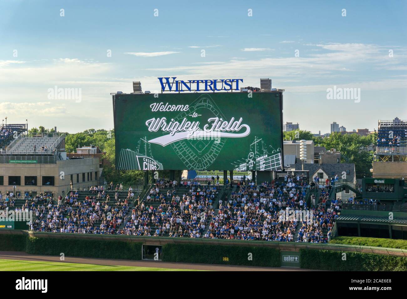 Bienvenue au panneau Wrigley Field au stade de baseball de Chicago. Banque D'Images