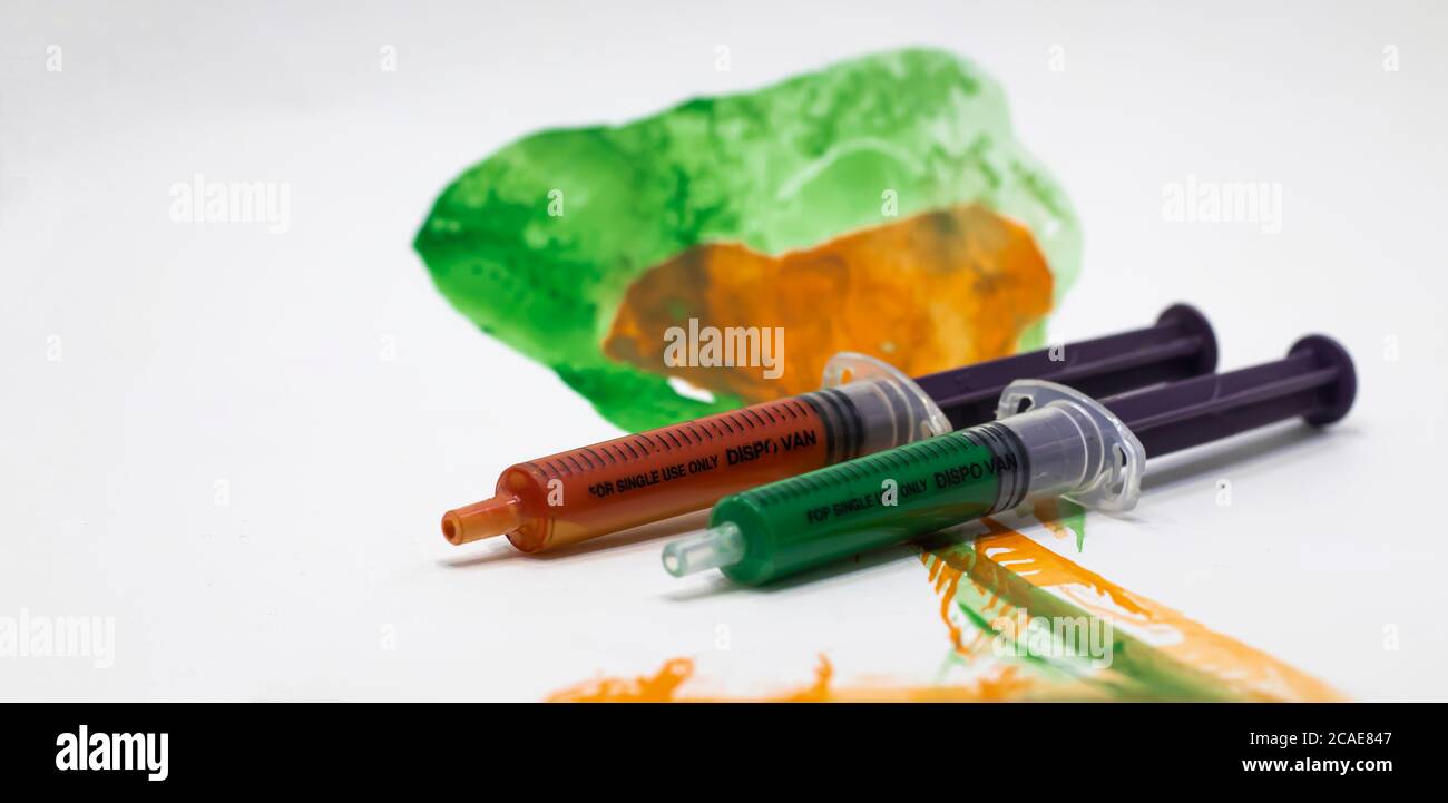 Image de concept pour Tricolore indien et médecins travaillant dans Covid 19. Copier l'espace. Banque D'Images