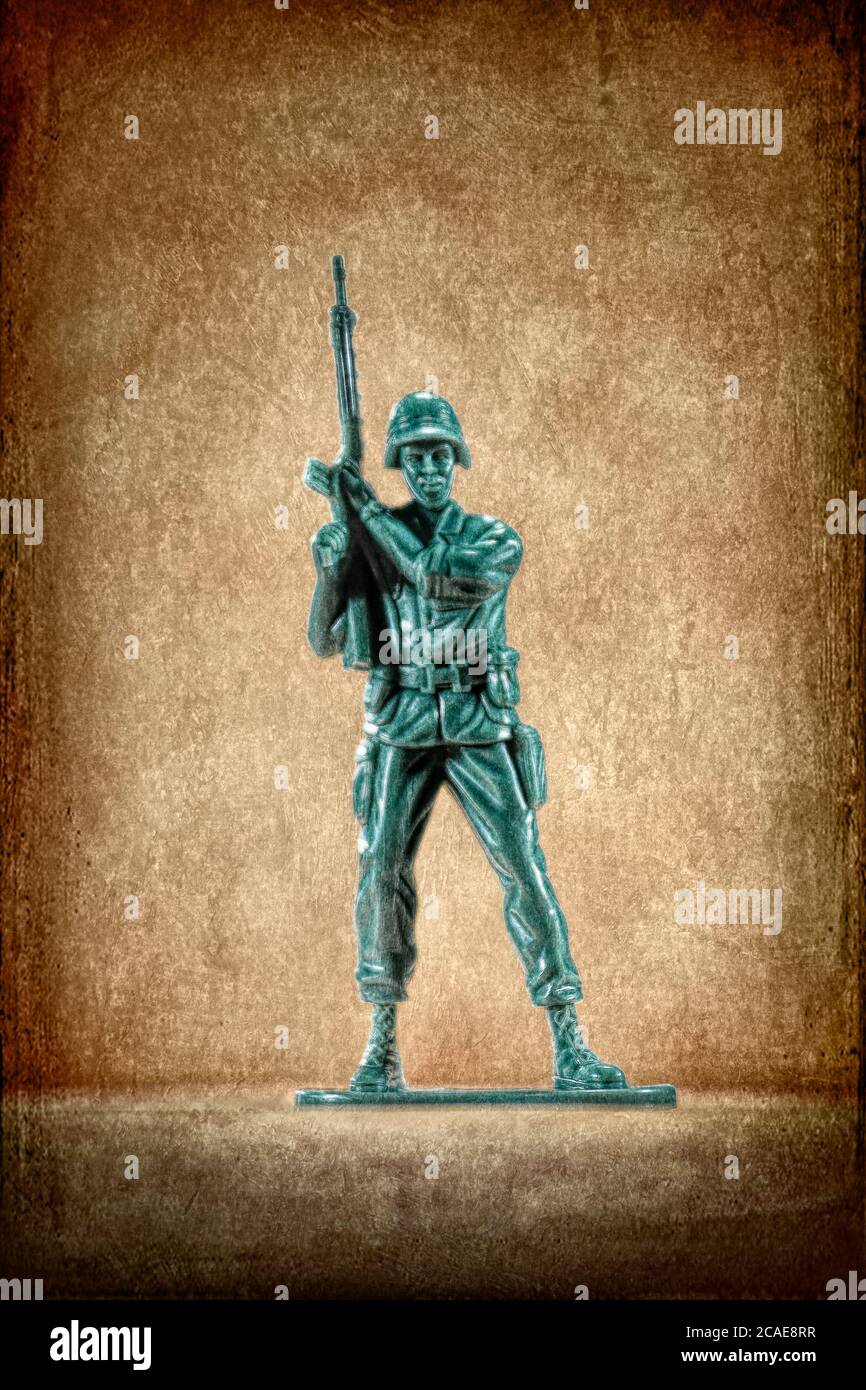 Soldat, prêt pour la bataille - avant le PTSD. Banque D'Images