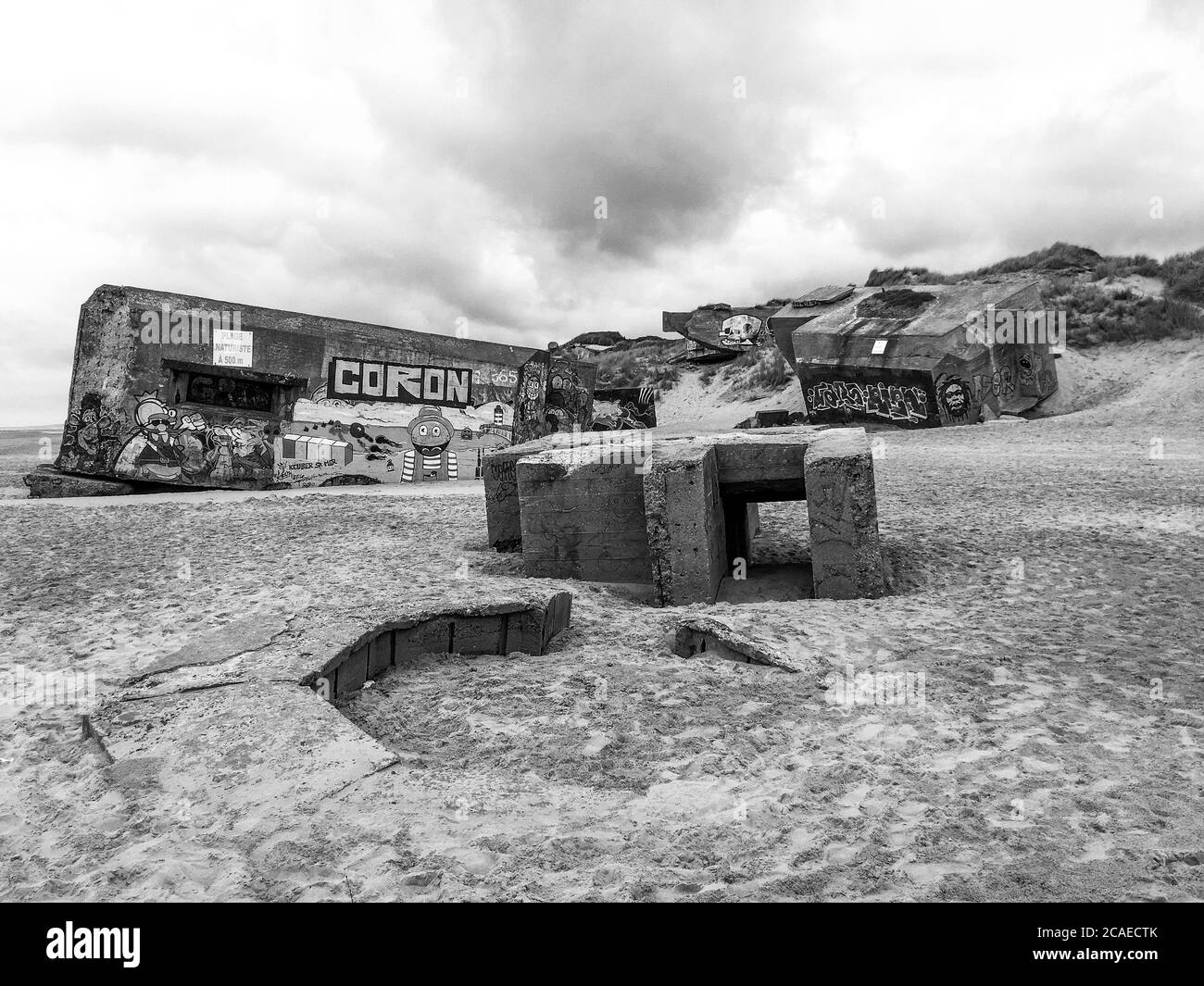 Bunkers allemands de la Seconde Guerre mondiale, Berck-Plage, pas-de-Calais, hauts de France, France Banque D'Images