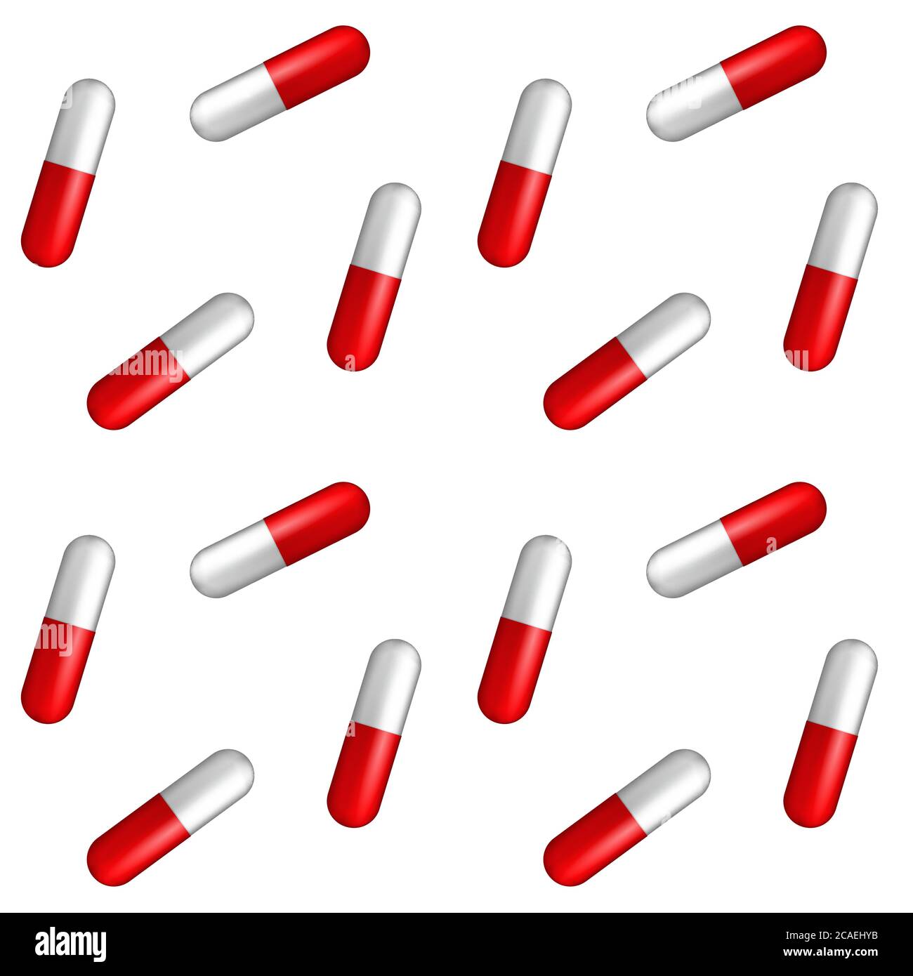 Capsule rouge et blanche naturaliste. Guérir les maladies. Vaccin en pilule. Motif sans couture. Illustration vectorielle Illustration de Vecteur