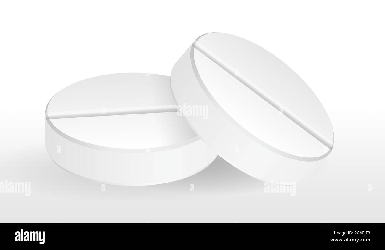 Tablette blanche ronde naturaliste. Médicament contre la grippe, vaccin contre la maladie. Illustration vectorielle Illustration de Vecteur