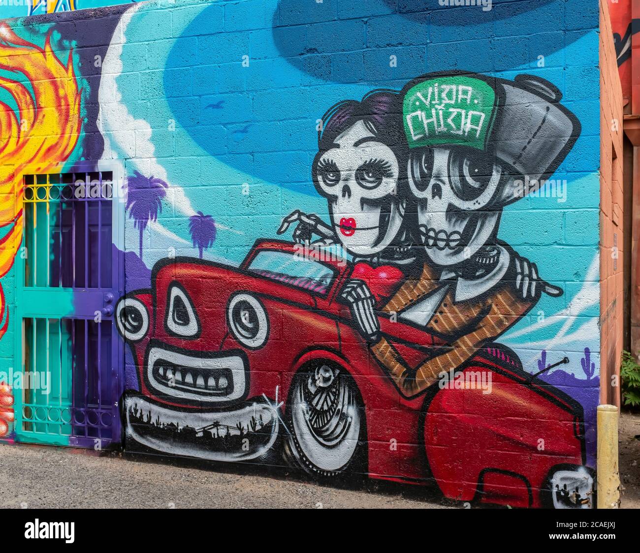 Art de rue par Lalo Cota à Albuquerque, Nouveau-Mexique Banque D'Images
