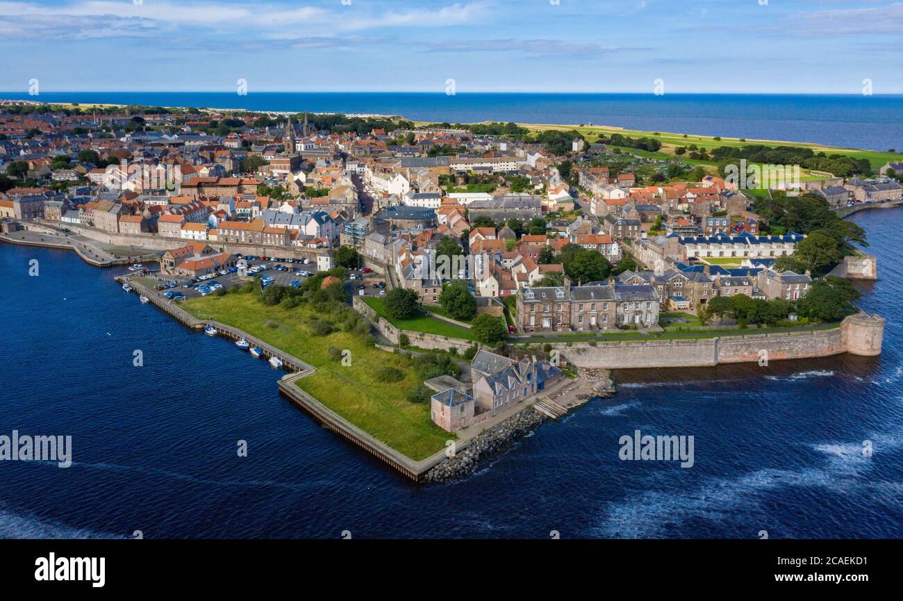 Vue aérienne de Berwick-upon-Tweed, Northumberland, Angleterre. Banque D'Images