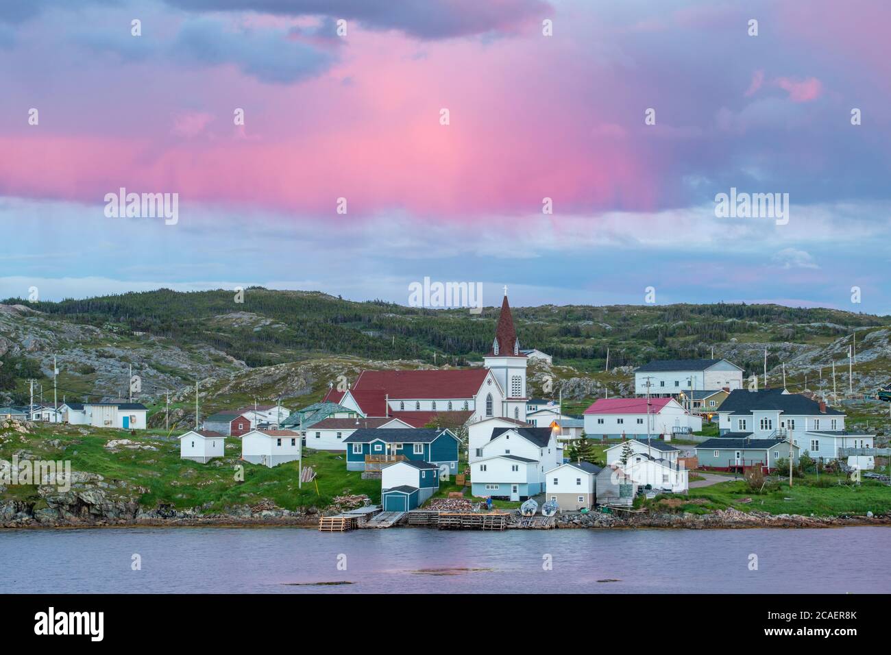 Ciel au coucher du soleil, Fogo, Terre-Neuve-et-Labrador, T.-N.-L., Canada Banque D'Images