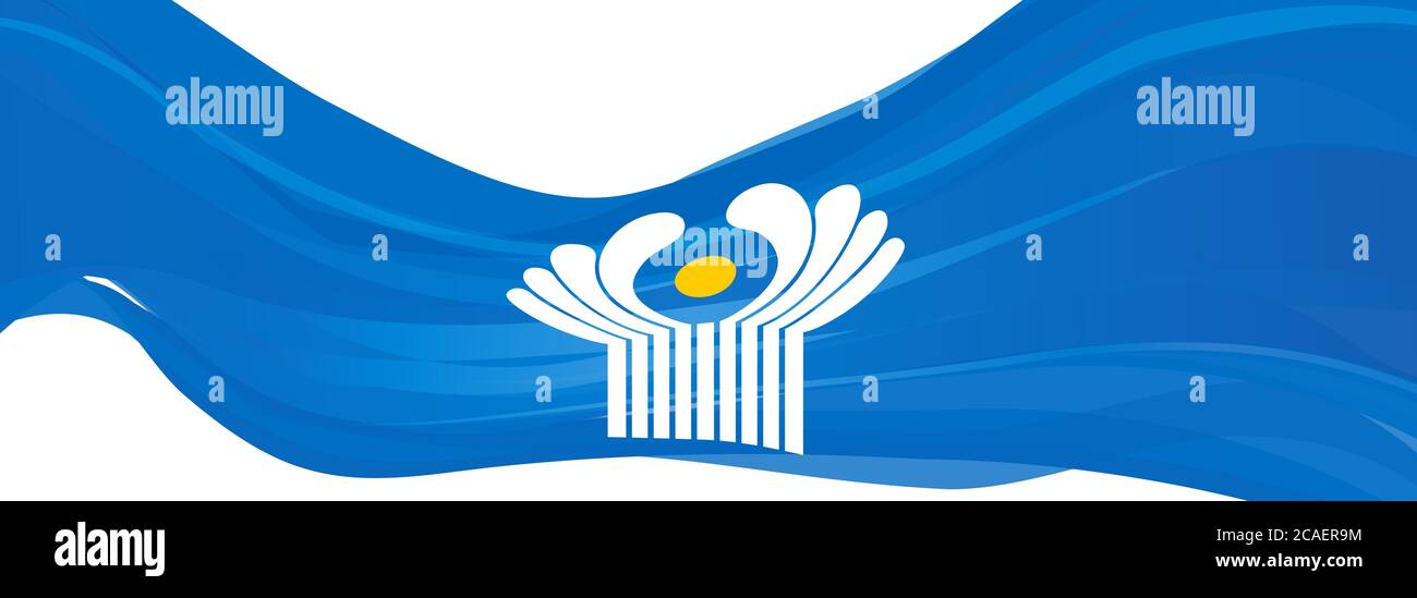 Drapeau de la Communauté d'États indépendants, CEI, drapeau bleu avec un symbole blanc de la Communauté d'États indépendants Banque D'Images