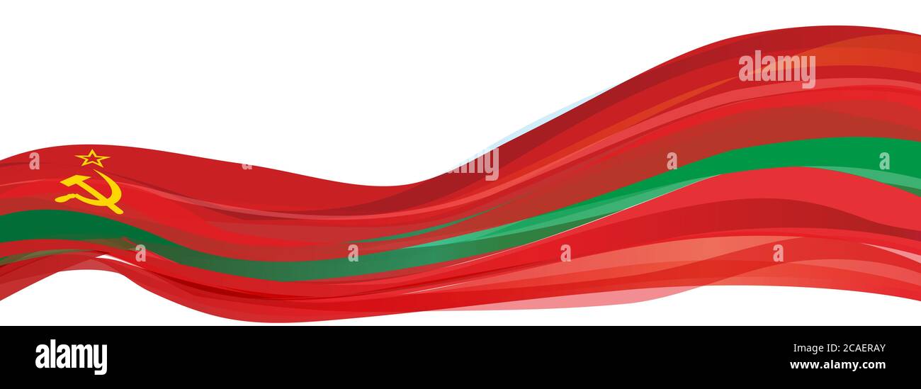 Rouge avec une bande verte drapeau de la République moldave de Pridnestrovian Banque D'Images