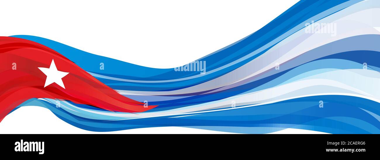 Drapeau de Cuba, bleu blanc avec un triangle rouge et un drapeau de la République de Cuba à cinq étoiles Banque D'Images