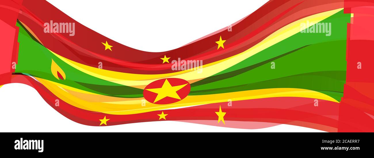 Drapeau de la Grenade, drapeau rouge vert et jaune de la Grenade Banque D'Images