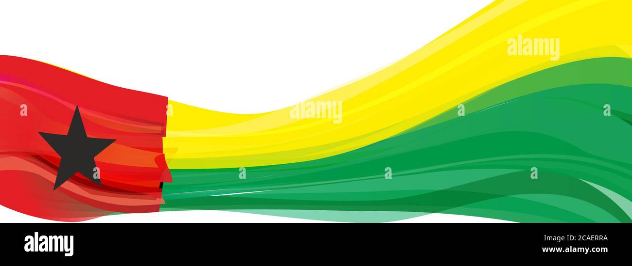 Drapeau de la Guinée-Bissau, rouge jaune vert avec un drapeau étoilé noir de la République de Guinée-Bissau Banque D'Images