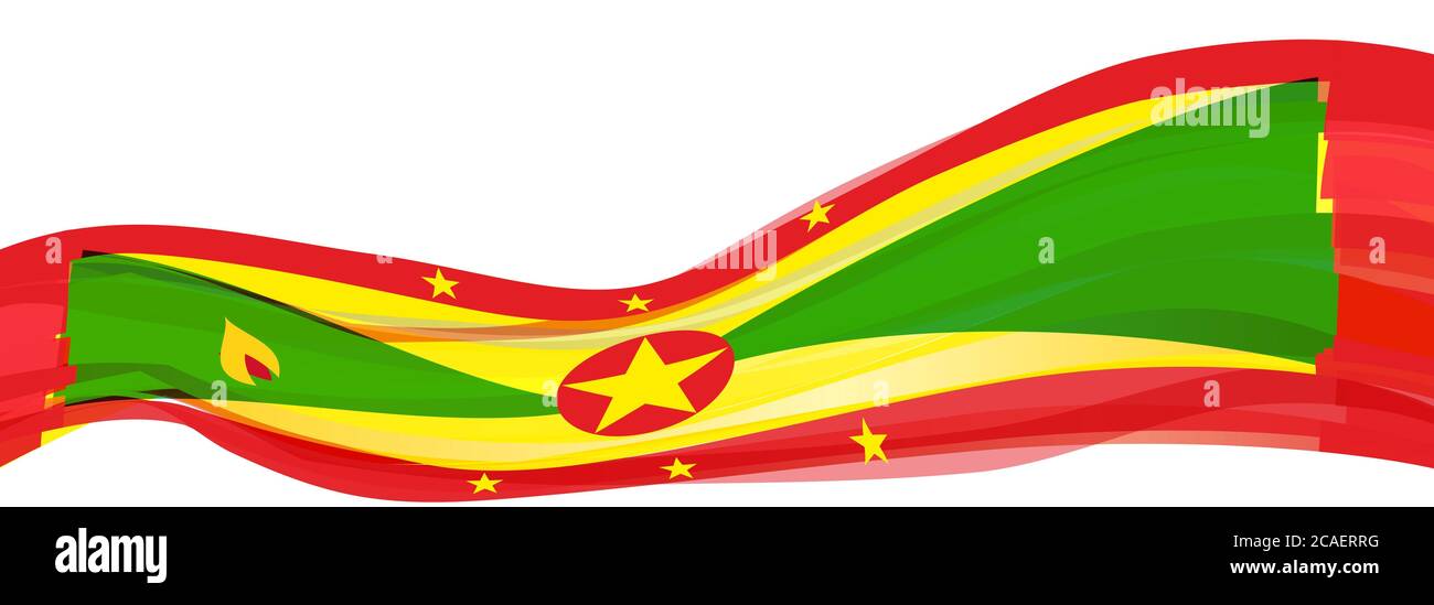 Drapeau de la Grenade, drapeau rouge vert et jaune de la Grenade Banque D'Images