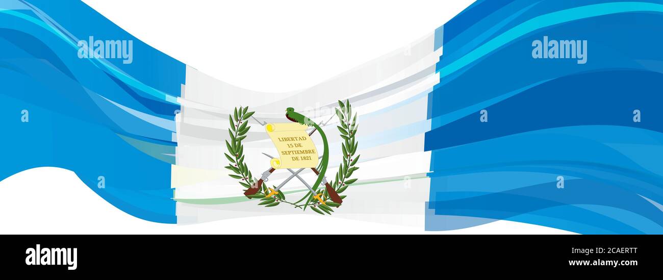 Drapeau du Guatemala, bleu blanc avec l'emblème du drapeau de la République du Guatemala Banque D'Images