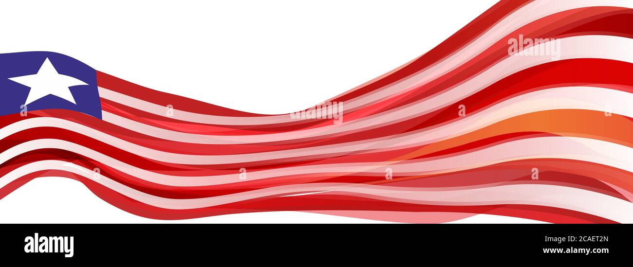 Drapeau du Libéria, rayé rouge et blanc avec un carré bleu et une étoile blanche drapeau de la République du Libéria Banque D'Images