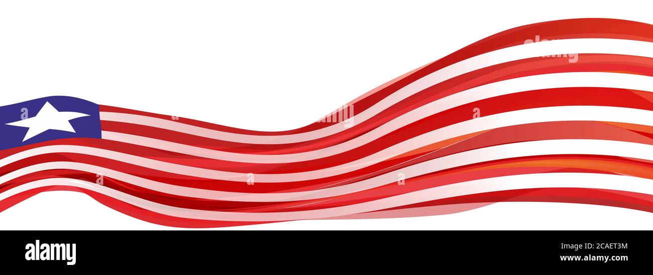 Drapeau du Libéria, rayé rouge et blanc avec un carré bleu et une étoile blanche drapeau de la République du Libéria Banque D'Images