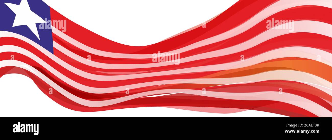Drapeau du Libéria, rayé rouge et blanc avec un carré bleu et une étoile blanche drapeau de la République du Libéria Banque D'Images