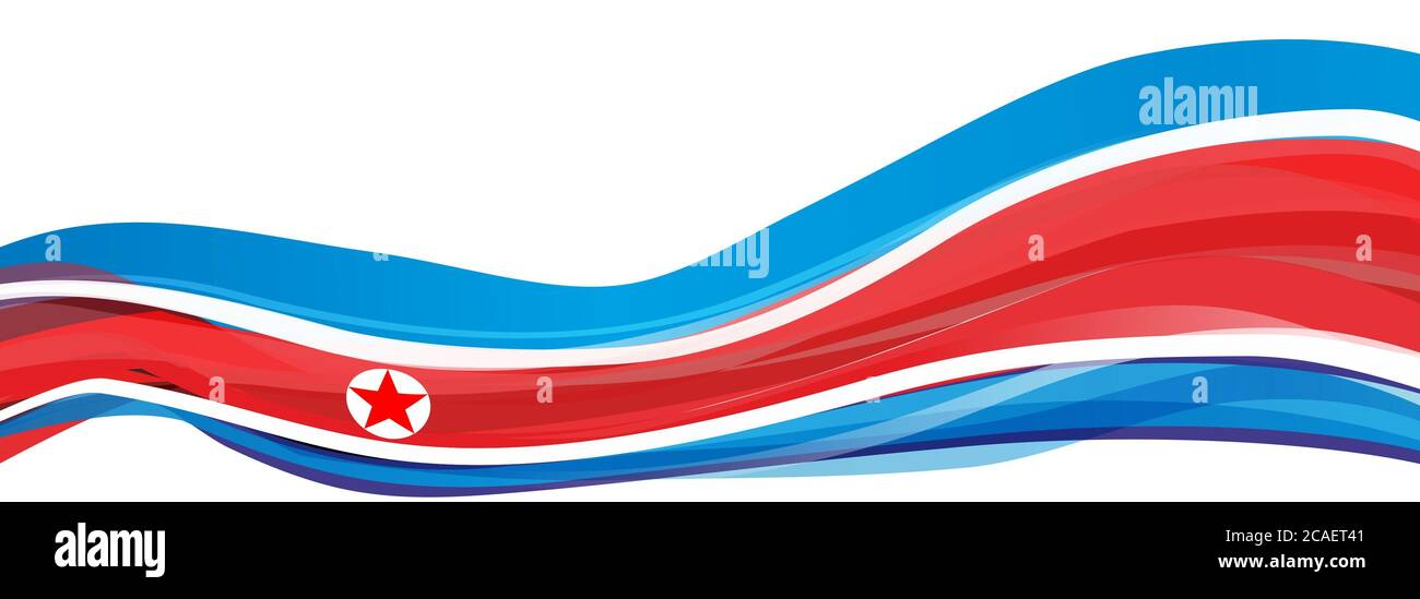 Drapeau de la Corée du Nord, bleu avec une étoile rouge à cinq pointes dans un cercle blanc drapeau de la Corée du Nord Banque D'Images